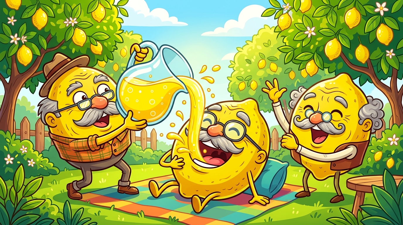 Elderly Lemons Pouring Lemonade